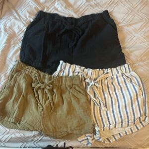 SO Women's High Waist Shorts - Black, Olive, Striped
